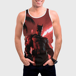 Майка-безрукавка мужская Бэтмен красный ночной город, цвет: 3D-белый — фото 2