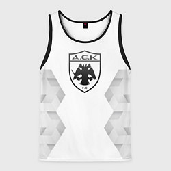 Майка-безрукавка мужская AEK Athens white poly, цвет: 3D-черный