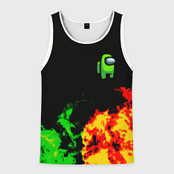 Майка-безрукавка мужская Амонг ас огненная текстура, цвет: 3D-белый