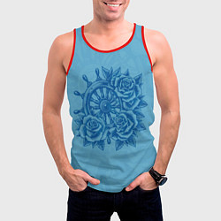 Майка-безрукавка мужская Штурвал и три розы, цвет: 3D-красный — фото 2
