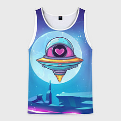 Майка-безрукавка мужская Нло с сердечком внутри, цвет: 3D-белый