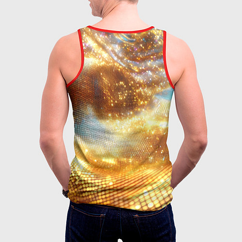 Мужская майка без рукавов Блестящая золотая текстура / 3D-Красный – фото 4