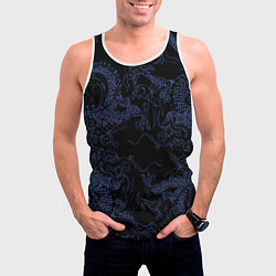 Майка-безрукавка мужская Синий дракон на черном, цвет: 3D-белый — фото 2