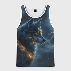 Майка-безрукавка мужская Волк фэнтези стиль, цвет: 3D-белый