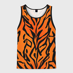 Майка-безрукавка мужская Тигровый огненный паттерн, цвет: 3D-черный