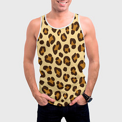 Майка-безрукавка мужская Паттерн с пятнами леопарда, цвет: 3D-белый — фото 2