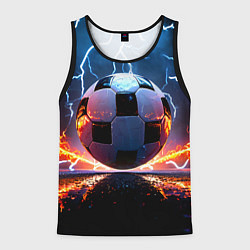 Майка-безрукавка мужская Футбольный мяч в молниях, цвет: 3D-черный