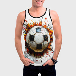 Майка-безрукавка мужская Футбольный мяч на белом, цвет: 3D-черный — фото 2