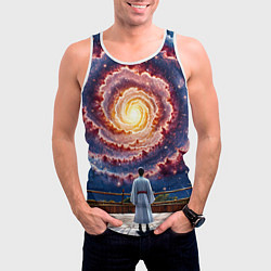 Майка-безрукавка мужская Айкидоист в космосе, цвет: 3D-белый — фото 2