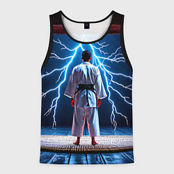 Майка-безрукавка мужская Айкидоист и молния, цвет: 3D-черный