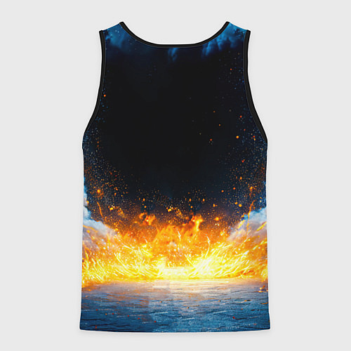 Мужская майка без рукавов Айкидоист в огне и синий дым / 3D-Черный – фото 2