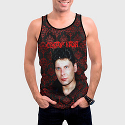 Майка-безрукавка мужская Сектор газа красные узоры, цвет: 3D-черный — фото 2