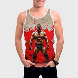 Майка-безрукавка мужская Реслер на красном, цвет: 3D-белый — фото 2