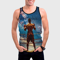 Майка-безрукавка мужская Тайский боксер в космосе, цвет: 3D-черный — фото 2