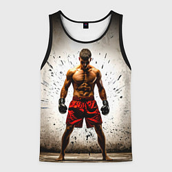 Майка-безрукавка мужская Боксер в красном, цвет: 3D-черный