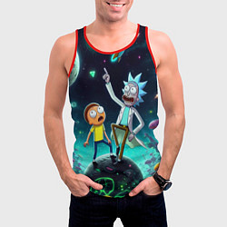 Майка-безрукавка мужская Рик и Морти на планете сказочных грибов, цвет: 3D-красный — фото 2