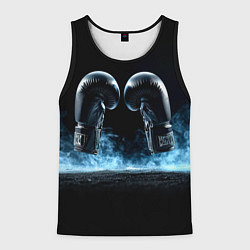 Майка-безрукавка мужская Черные бойцовские перчатки в дыму, цвет: 3D-черный