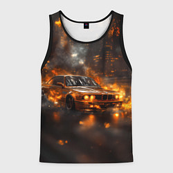 Майка-безрукавка мужская БМВ в огне, цвет: 3D-черный