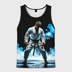 Майка-безрукавка мужская Боец джиу-джитсу в дыму, цвет: 3D-черный