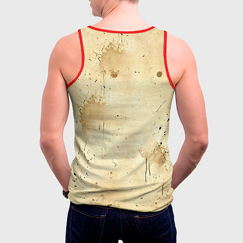 Мужская майка без рукавов Брюс Ли на бежевом / 3D-Красный – фото 4