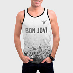 Майка-безрукавка мужская Bon Jovi - white gradient посередине, цвет: 3D-черный — фото 2