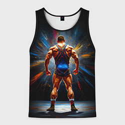 Майка-безрукавка мужская Греко-римский борец на черном, цвет: 3D-черный