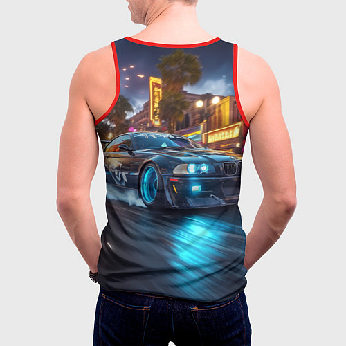Мужская майка без рукавов ВМБ неоновый свет / 3D-Красный – фото 4