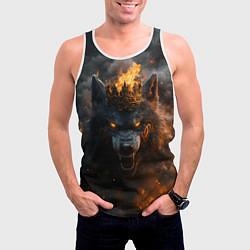 Майка-безрукавка мужская Волк в огне, цвет: 3D-белый — фото 2