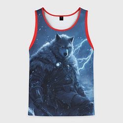Майка-безрукавка мужская Волк повелитель молний, цвет: 3D-красный