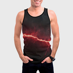 Майка-безрукавка мужская Красная линия - молния, цвет: 3D-черный — фото 2