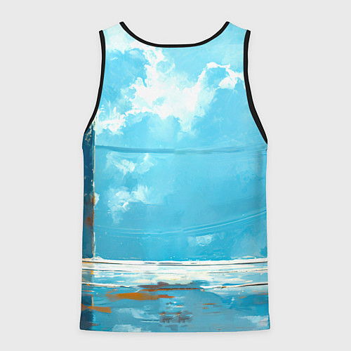 Мужская майка без рукавов Кикбоксер в синем / 3D-Черный – фото 2