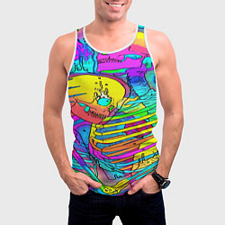 Майка-безрукавка мужская Черепа неоновые краски, цвет: 3D-белый — фото 2