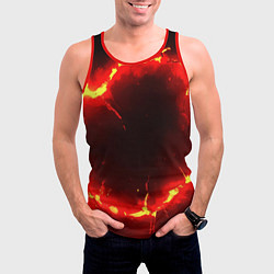 Майка-безрукавка мужская Красный круг из огня текстура, цвет: 3D-красный — фото 2