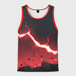 Майка-безрукавка мужская Красная молния на черной текстуре, цвет: 3D-красный