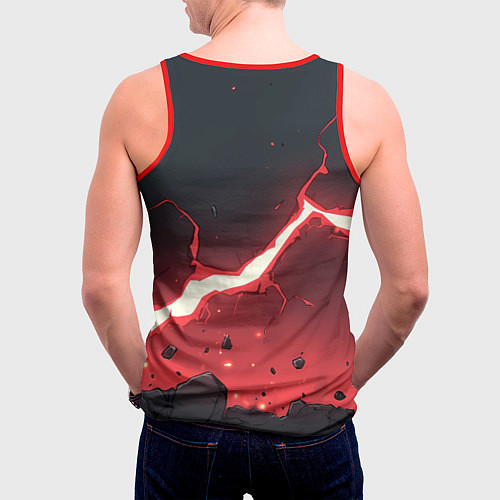 Мужская майка без рукавов Красная молния на черной текстуре / 3D-Красный – фото 4