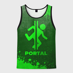 Майка-безрукавка мужская Portal - green gradient, цвет: 3D-черный