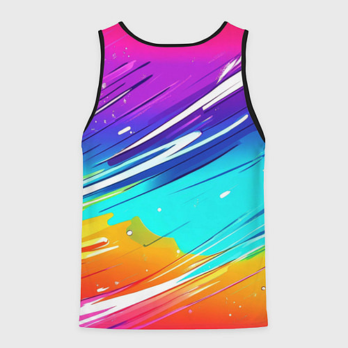 Мужская майка без рукавов Радужные брызги краски текстура / 3D-Черный – фото 2