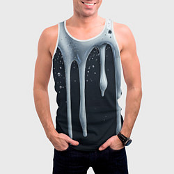 Майка-безрукавка мужская Белая объемная слизь текстура, цвет: 3D-белый — фото 2