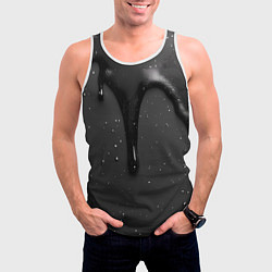 Майка-безрукавка мужская Черная текстура - хром, цвет: 3D-белый — фото 2