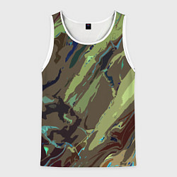 Майка-безрукавка мужская Абстракция тон хаки, цвет: 3D-белый