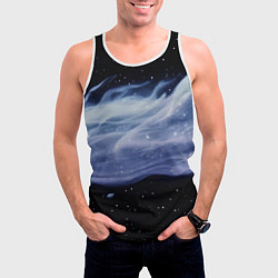 Майка-безрукавка мужская Синяя волна в космосе - текстура, цвет: 3D-белый — фото 2