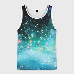 Майка-безрукавка мужская Бирюзовые блестки фон, цвет: 3D-белый