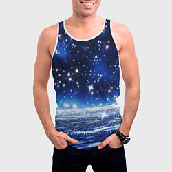 Майка-безрукавка мужская Космический синий абстрактный фон - текстура, цвет: 3D-белый — фото 2