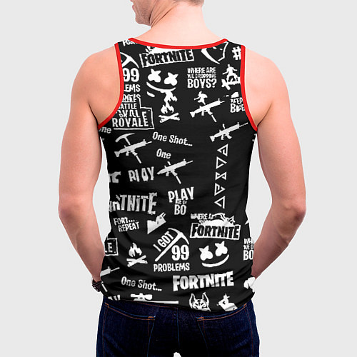 Мужская майка без рукавов Черно белые логотипы игр / 3D-Красный – фото 4
