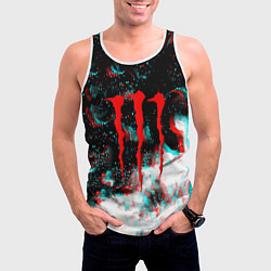 Майка-безрукавка мужская Monster energy огонь глитч, цвет: 3D-белый — фото 2