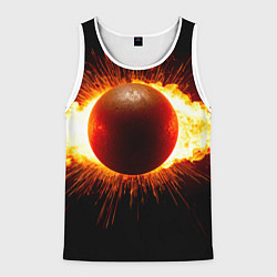 Майка-безрукавка мужская Ядро для талкания в огне, цвет: 3D-белый