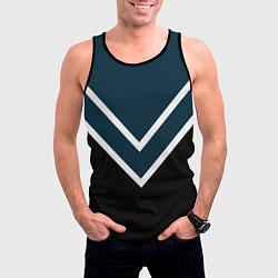 Майка-безрукавка мужская Синий с чёрным и белые полосы, цвет: 3D-черный — фото 2