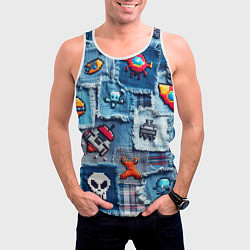 Майка-безрукавка мужская Пиксельный космос, цвет: 3D-белый — фото 2