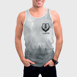 Майка-безрукавка мужская Лес мой храм - медведь русич, цвет: 3D-белый — фото 2