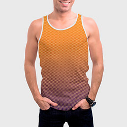 Майка-безрукавка мужская Градиент оранжевый в фиолетовый мелкий ромбик, цвет: 3D-белый — фото 2